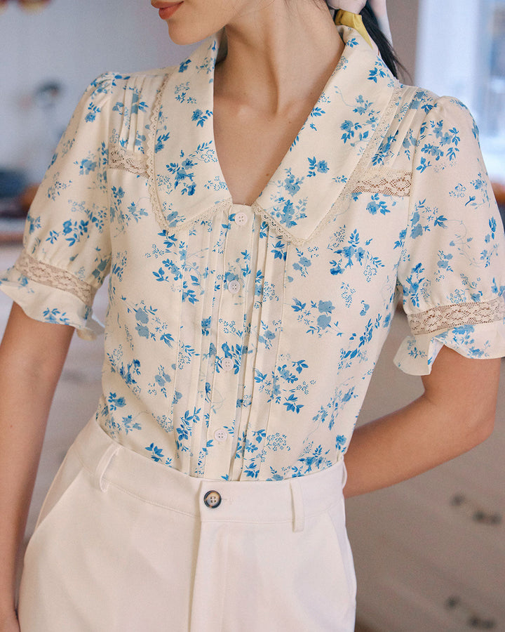 T shirt florale lussuosa donna scollo v