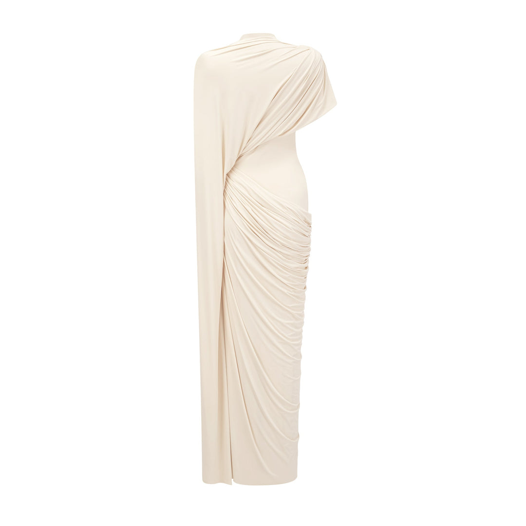 Elegante Abito Lungo Cappa Asimmetrica Drappeggiata