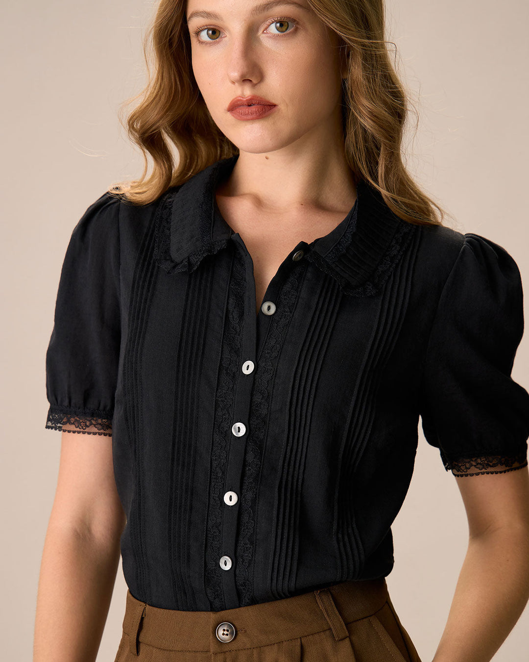 T shirt elegante donna cotone pizzo