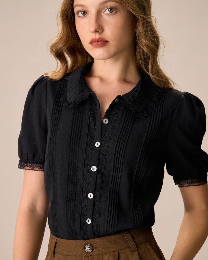 T shirt elegante donna cotone pizzo