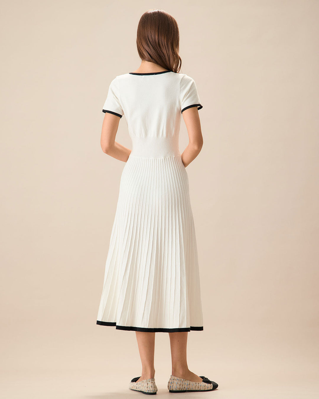 Abito midi donna maglione bicolore A-line
