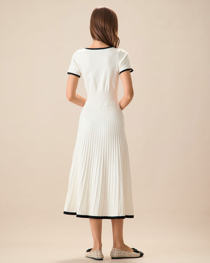 Abito midi donna maglione bicolore A-line