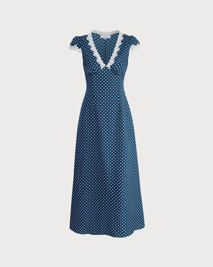 Abito Lungo Donna – Maxi Dress con Pizzo e Pois