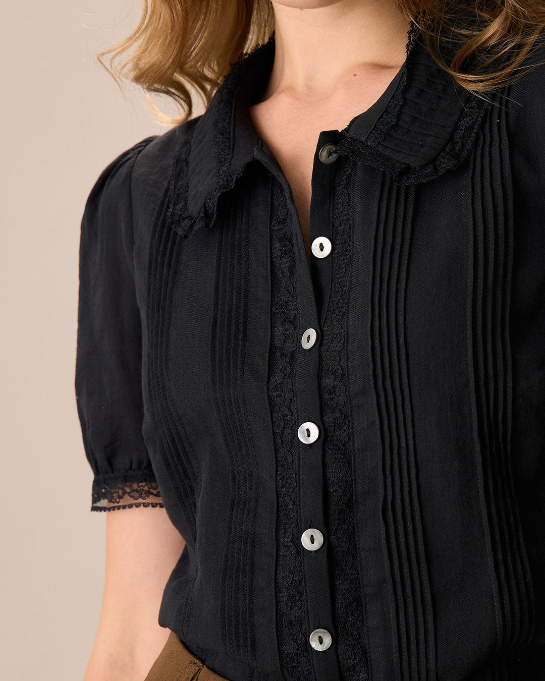 T shirt elegante donna cotone pizzo