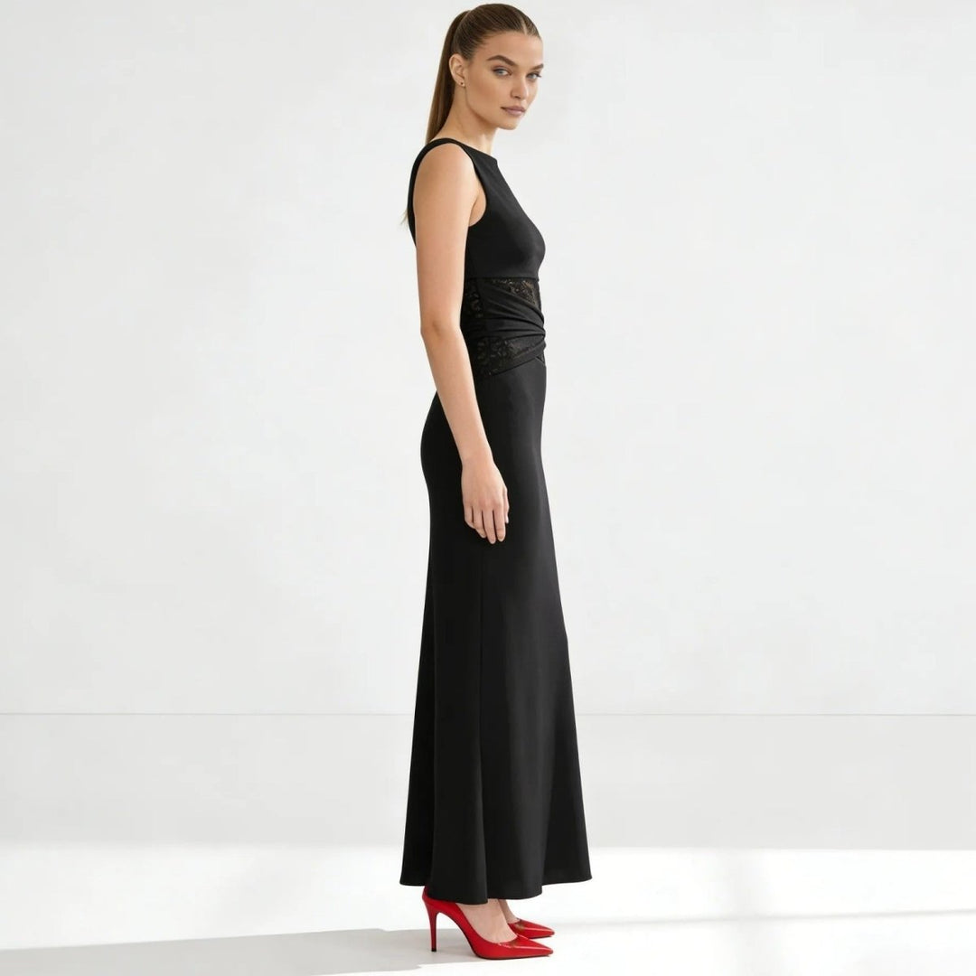 Abito lungo Colonna con Pizzo Asimmetrico