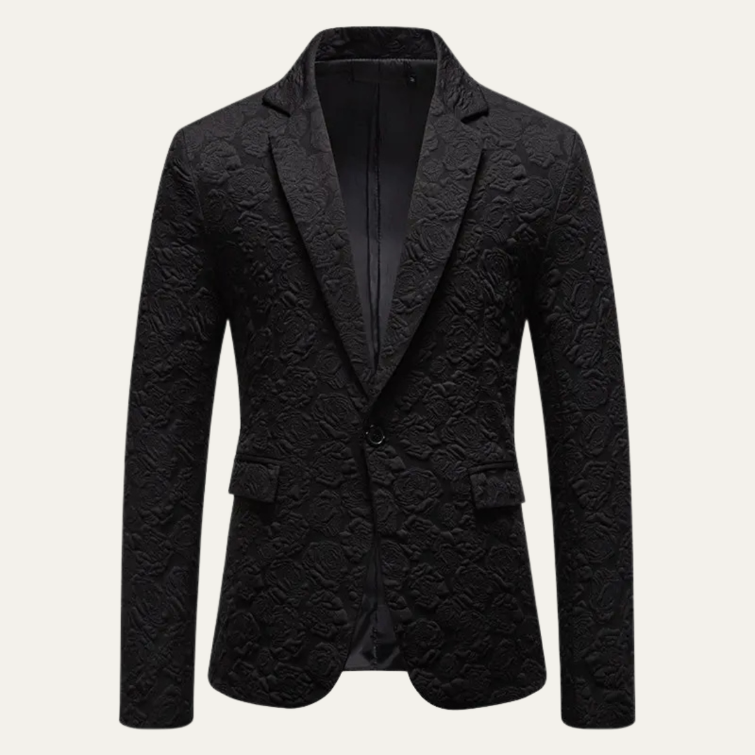 Blazer Uomo Slim Fit con Motivo Rose in Rilievo