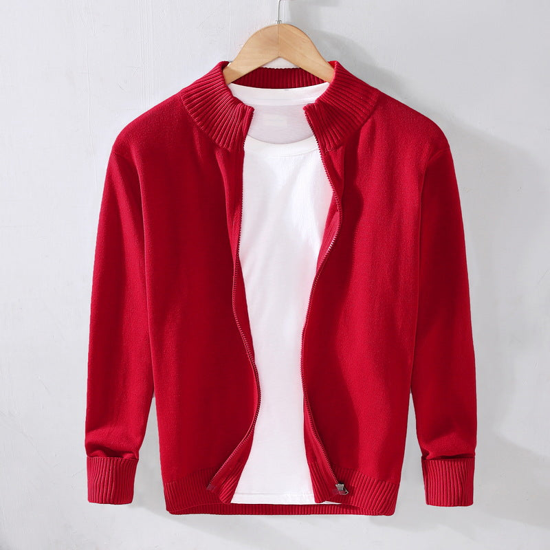 Cardigan Slim Fit Uomo in Cotone a Tinta Unita