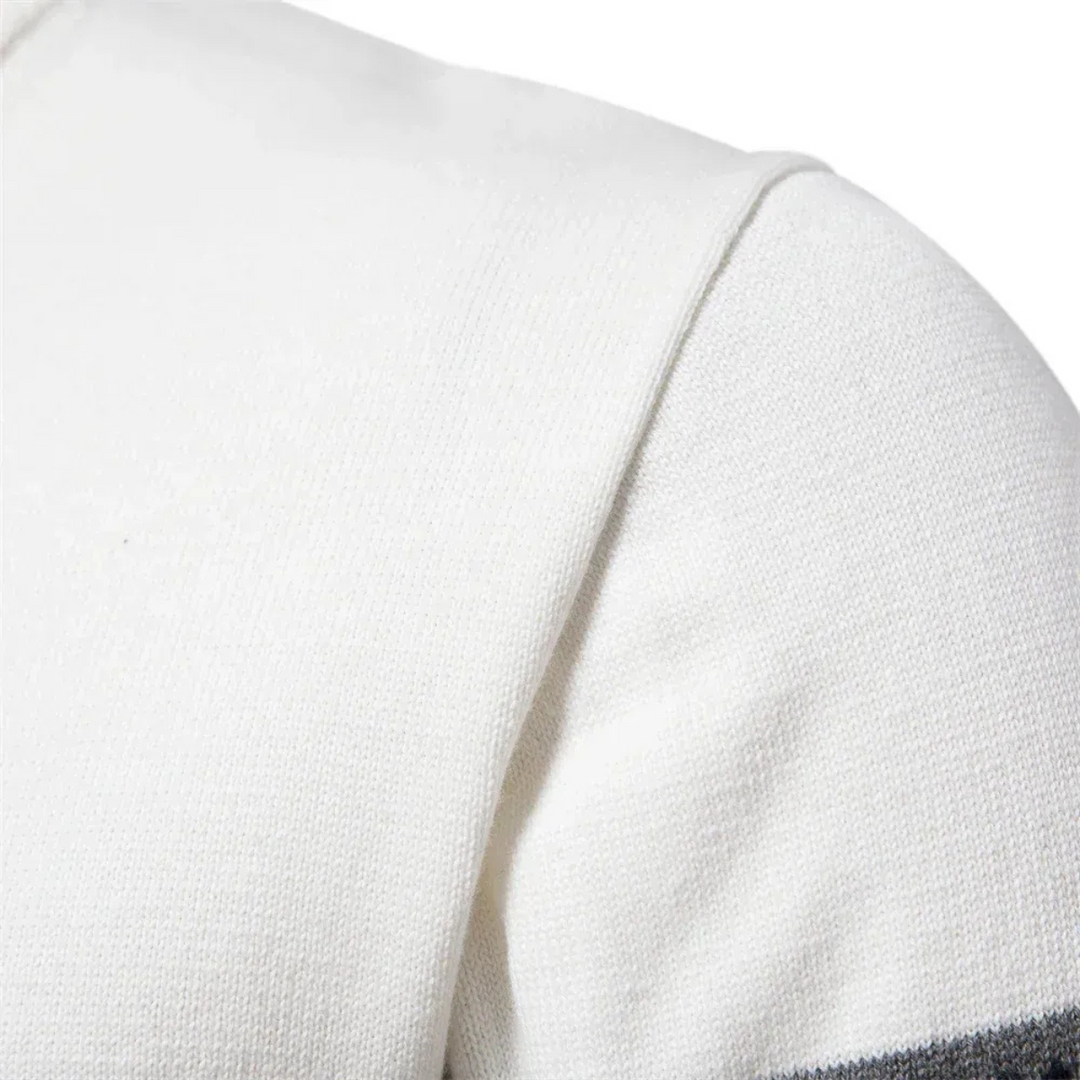 Maglione Uomo in Cotone con Mezza Zip e Motivo Fair Isle