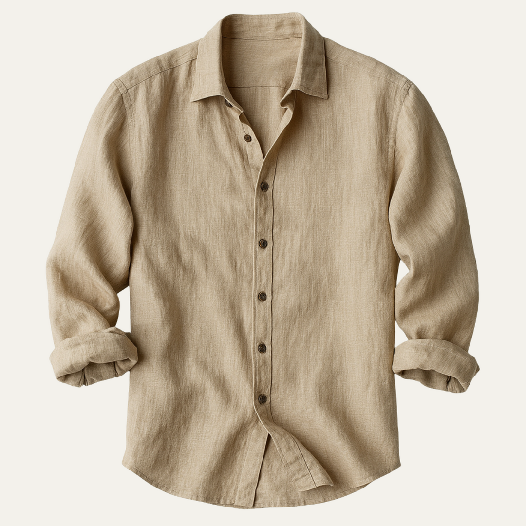 Classica Camicia Uomo Zurich Vintage Manica Lunga Lino