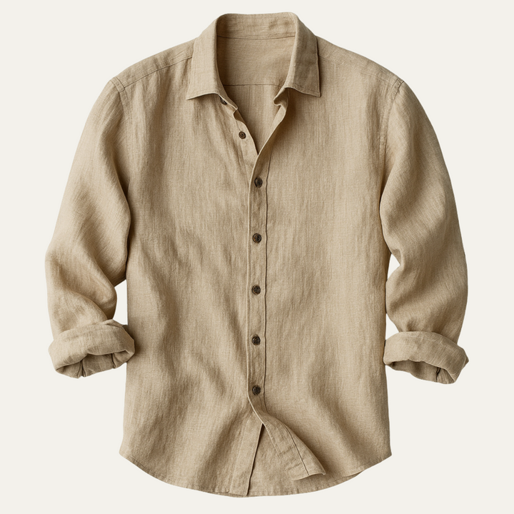Classica Camicia Uomo Zurich Vintage Manica Lunga Lino
