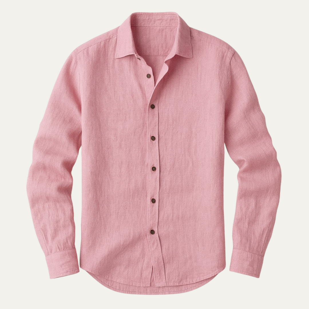 Classica Camicia Uomo Zurich Vintage Manica Lunga Lino