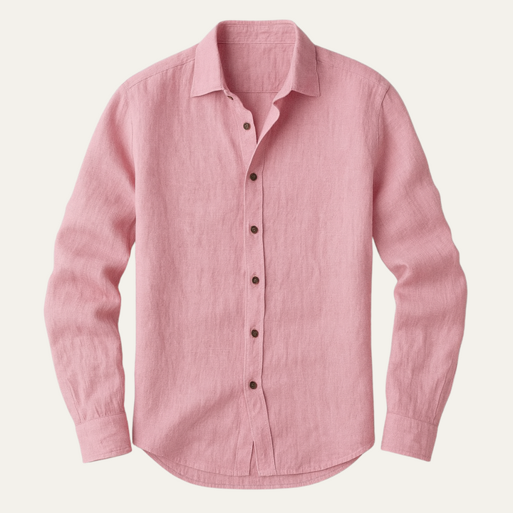 Classica Camicia Uomo Zurich Vintage Manica Lunga Lino