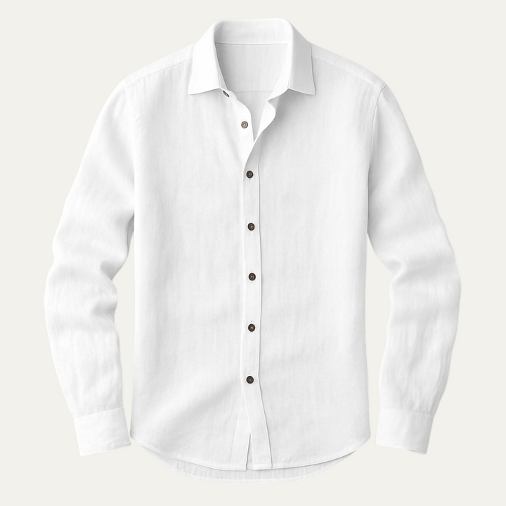 Classica Camicia Uomo Zurich Vintage Manica Lunga Lino