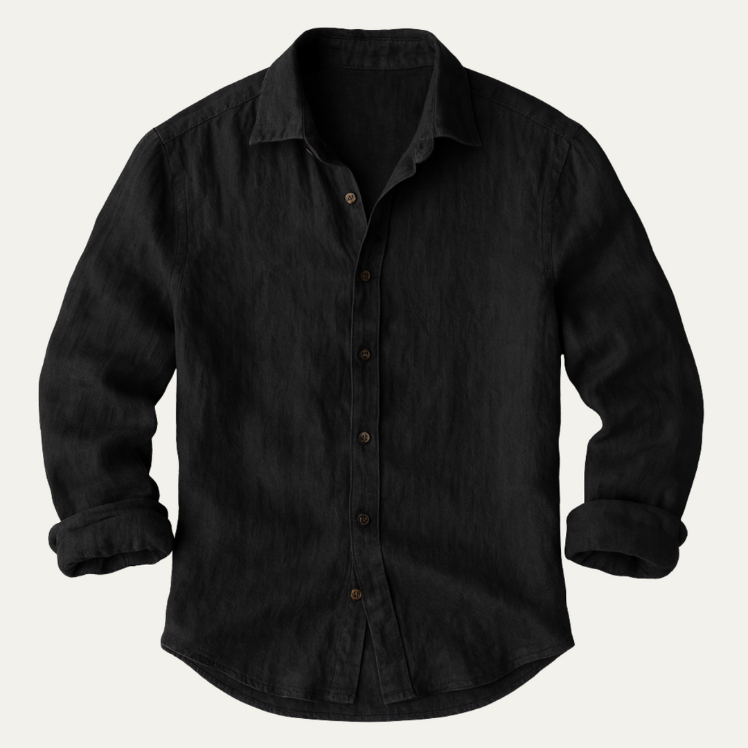 Classica Camicia Uomo Zurich Vintage Manica Lunga Lino