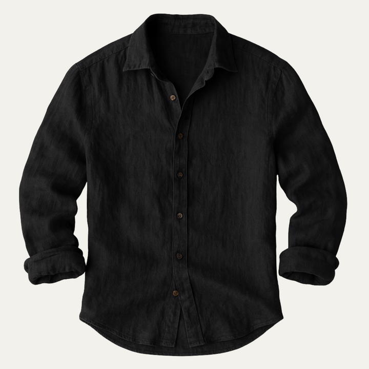 Classica Camicia Uomo Zurich Vintage Manica Lunga Lino