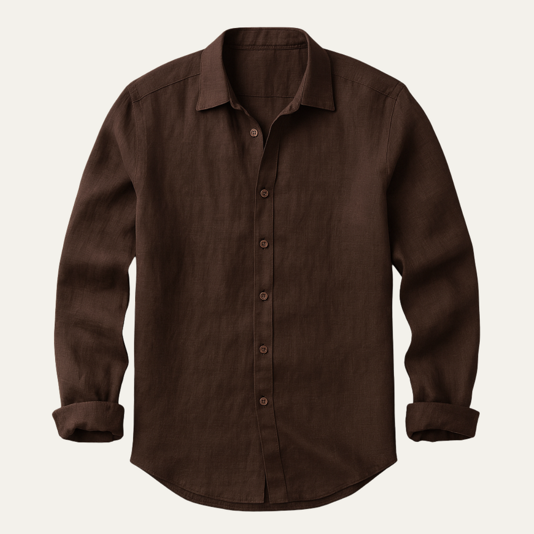 Classica Camicia Uomo Zurich Vintage Manica Lunga Lino