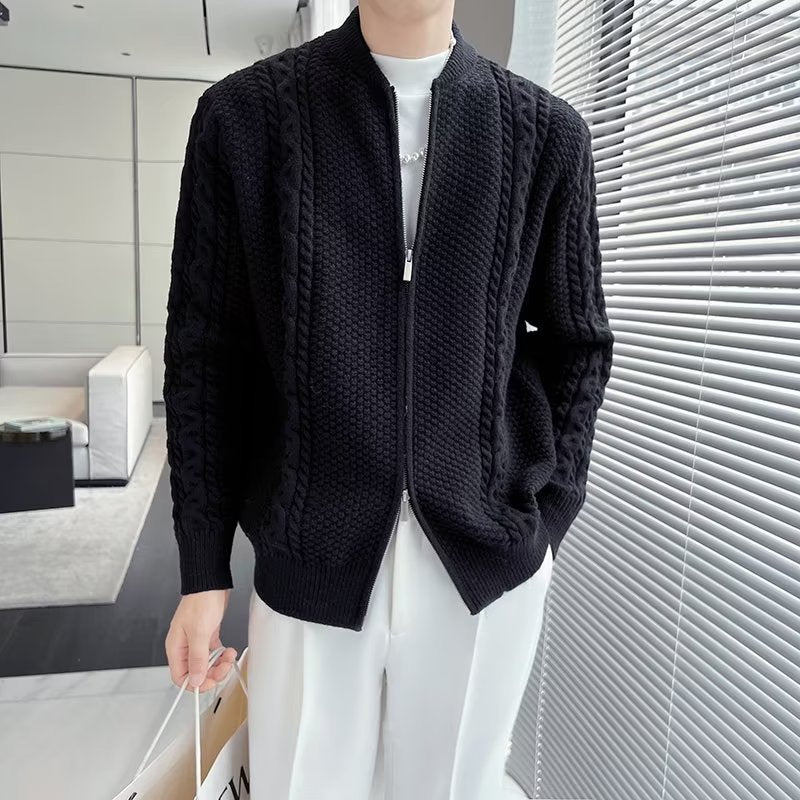 Cardigan Uomo con Zip Frontale Vestibilità Ampia
