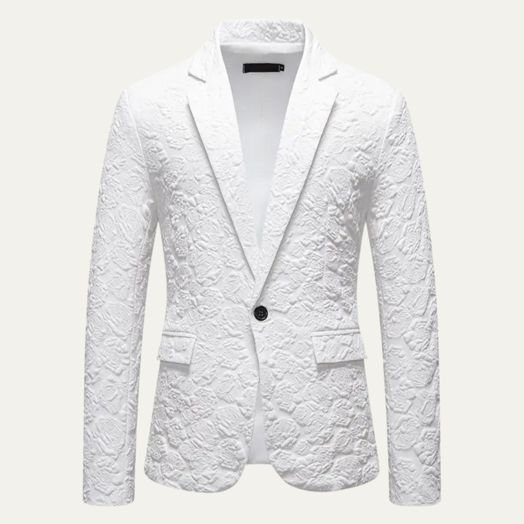 Blazer Uomo Slim Fit con Motivo Rose in Rilievo