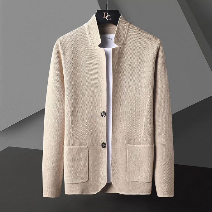 Cardigan da donna in lana senza collo, vestibilità comoda