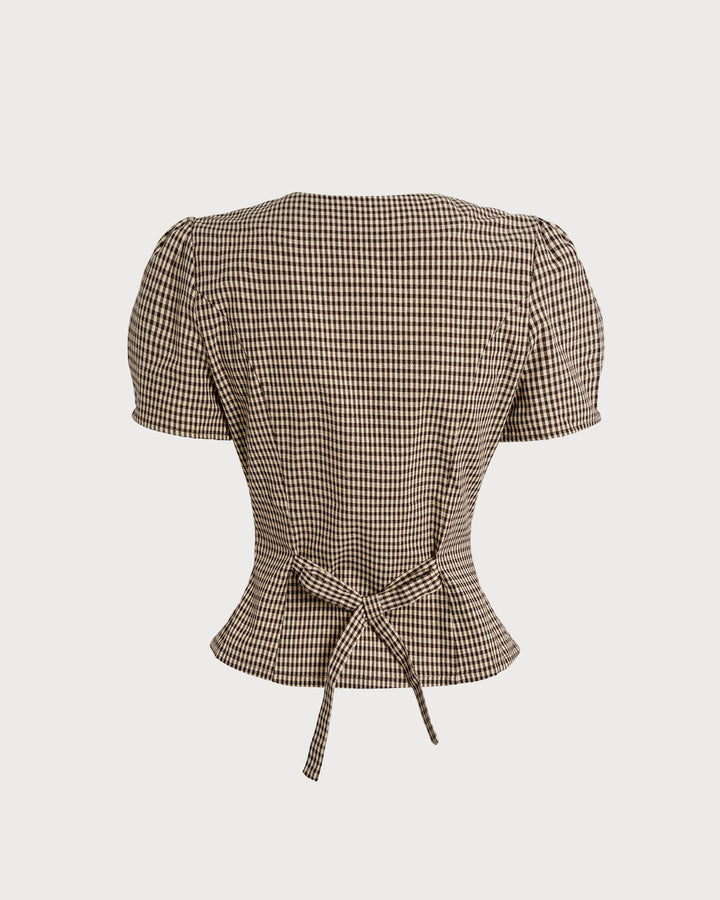 T shirt lussuosa donna quadri marroni