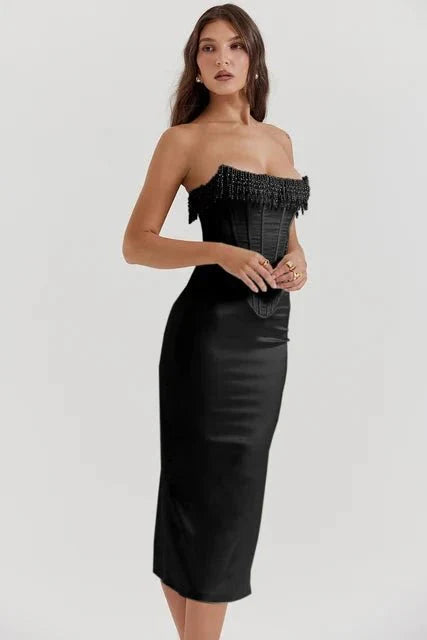 Elegante Abito Lungo Sharlene Senza Spalline