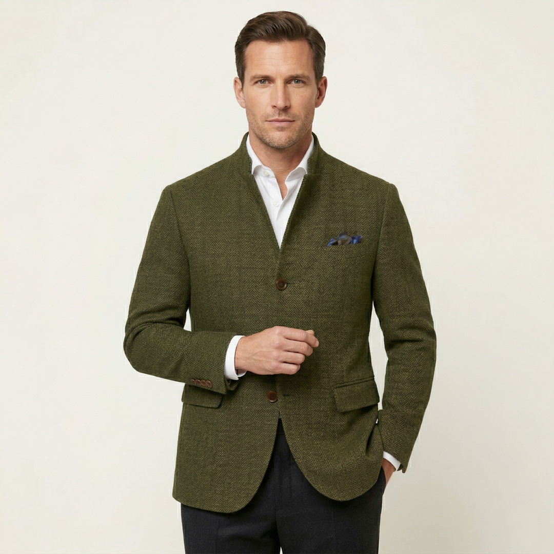 Blazer Uomo in Lana Tweed Slim Fit Monopetto