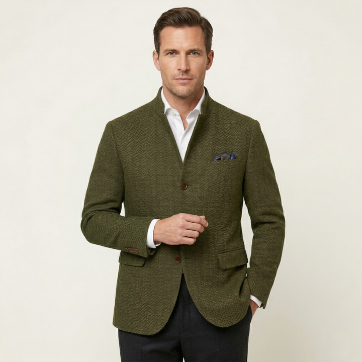 Blazer Uomo in Lana Tweed Slim Fit Monopetto