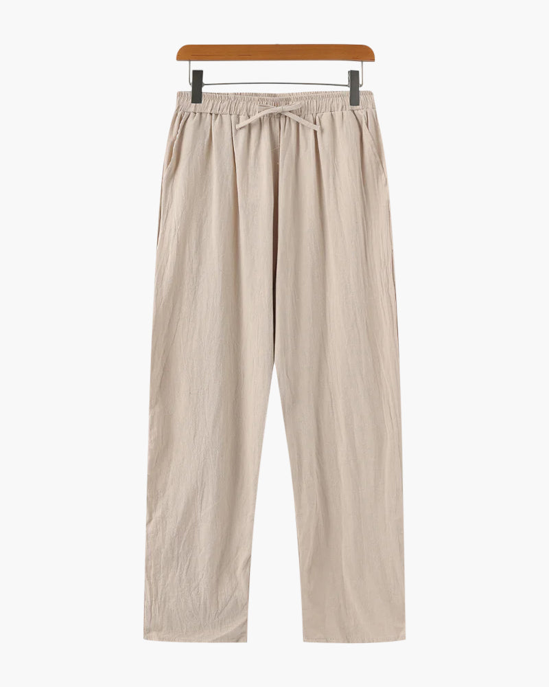 Pantalone in Lino Uomo Vita Elastica Taglio Ampio
