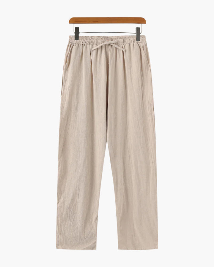 Pantalone in Lino Uomo Vita Elastica Taglio Ampio