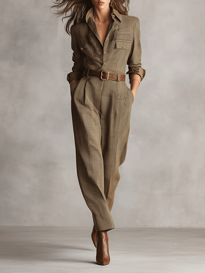 Jumpsuit donna elegante marrone
