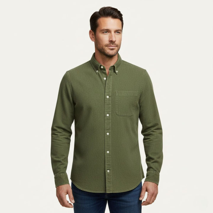Camicia uomo jeans cotone stile casual