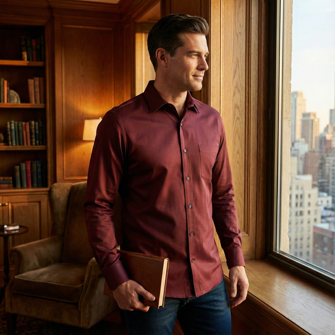 Camicia uomo formale slim fit lucida