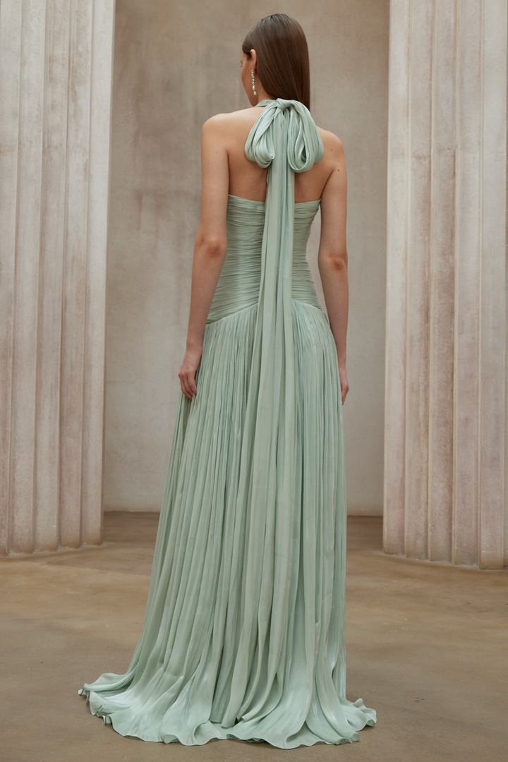 Abito cerimonia elegante verde maxi