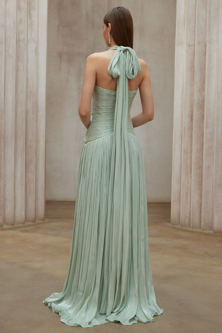 Abito cerimonia elegante verde maxi