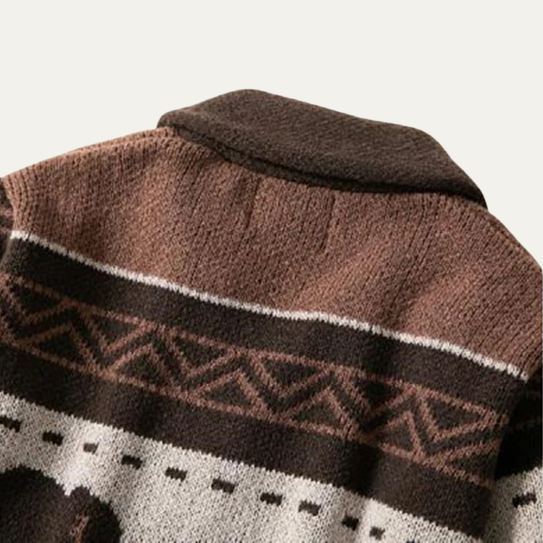 Cardigan Uomo Stampa Buffalo Zip Intera Invernale