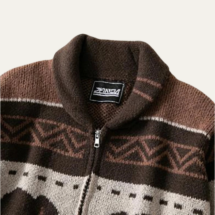 Cardigan Uomo Stampa Buffalo Zip Intera Invernale