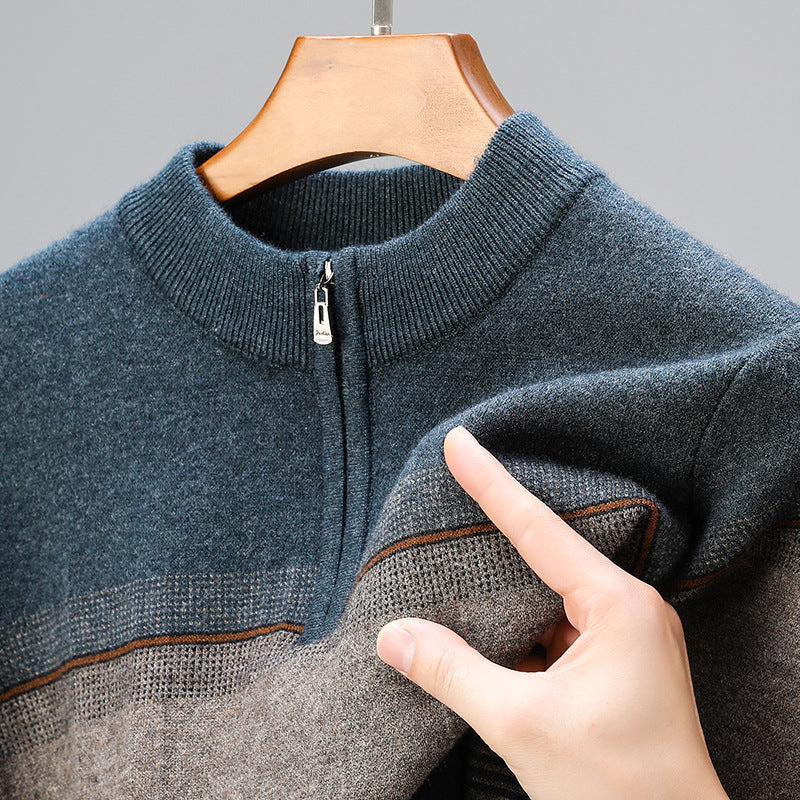 Maglione Uomo Girocollo con Zip e Vestibilità Ampia