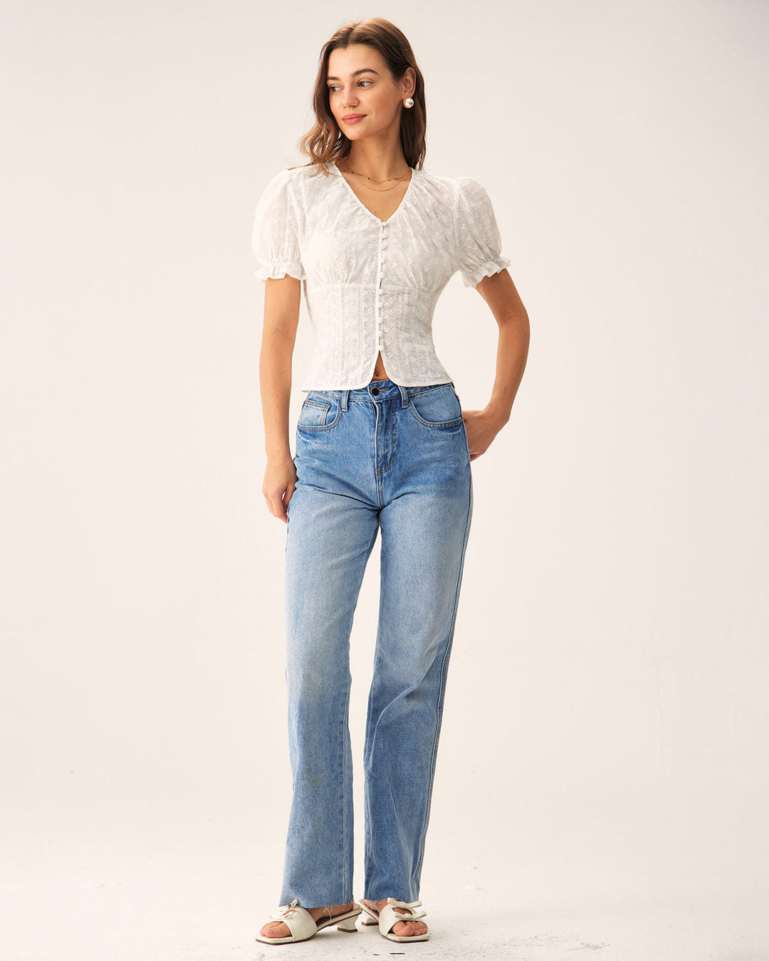 T shirt florale donna cotone bianco