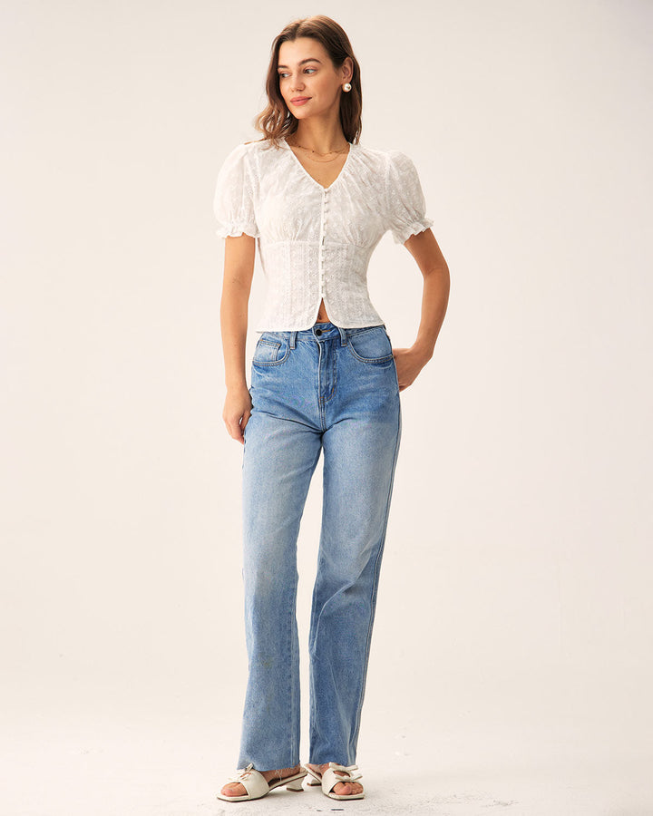 T shirt florale donna cotone bianco