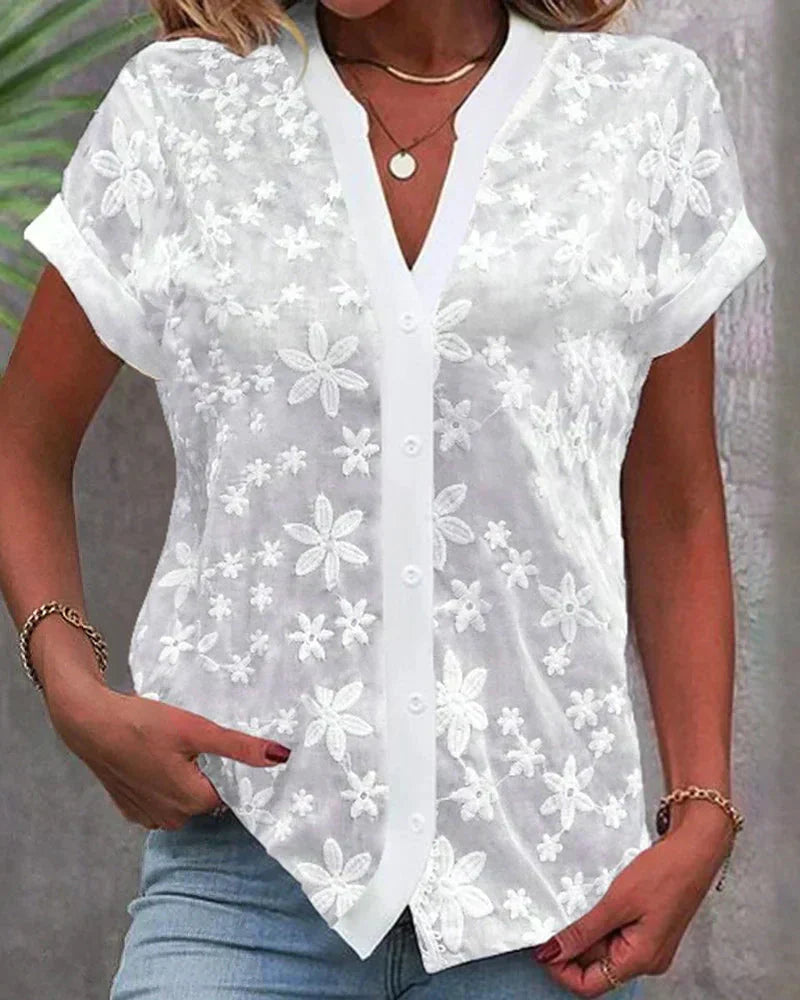 Top donna floreale elegante pizzo