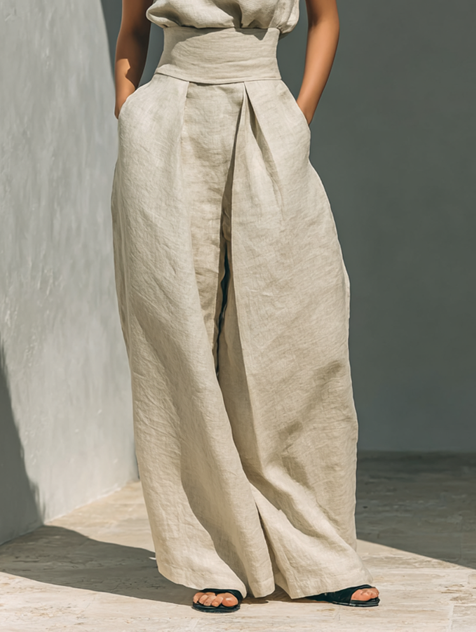 Classico Completo Donna Senza Maniche Pantaloni Larghi