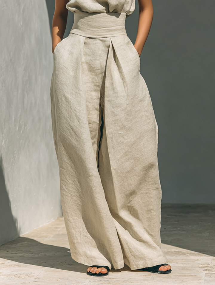 Classico Completo Donna Senza Maniche Pantaloni Larghi