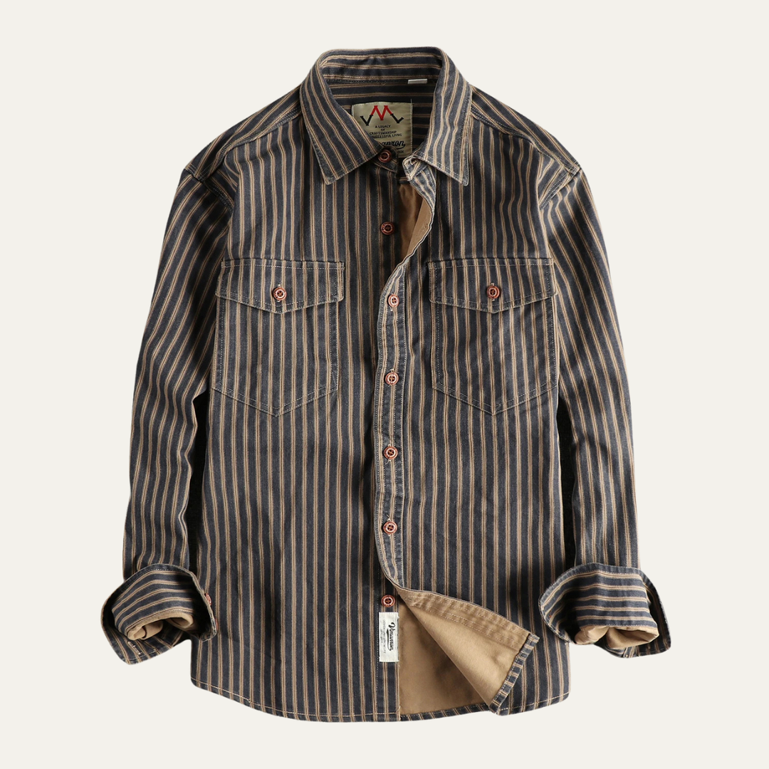 Camicia uomo cotone a righe stile retrò