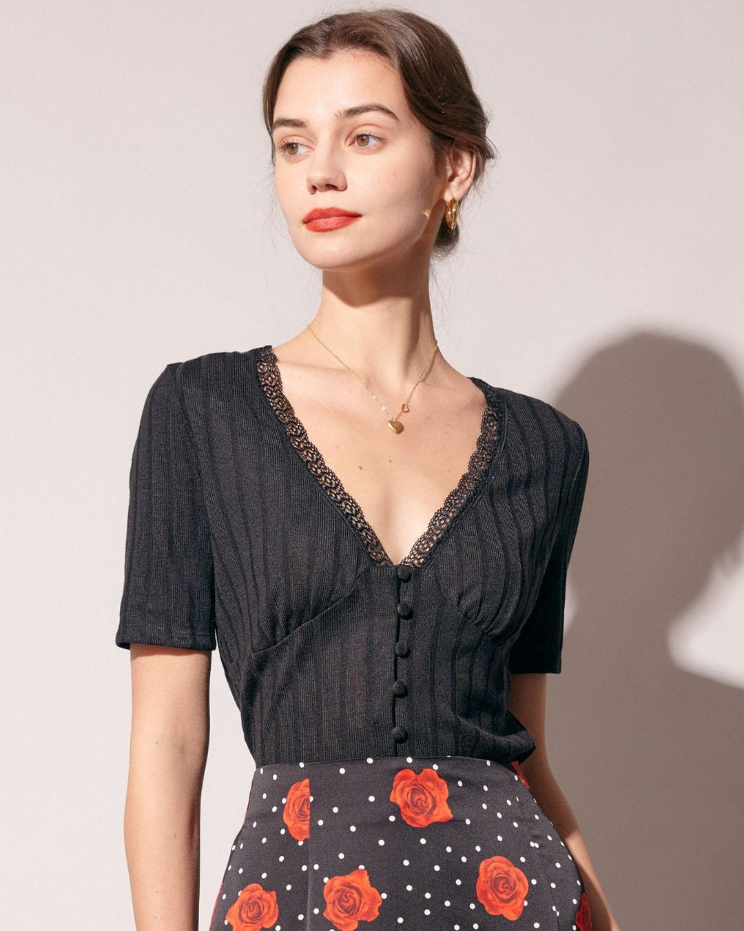 T shirt raffinata donna scollo v
