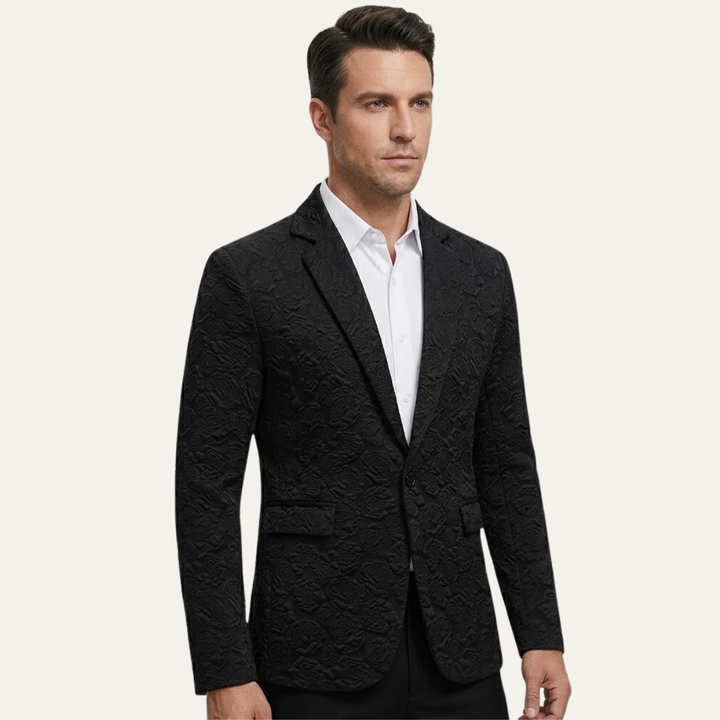 Blazer Uomo Slim Fit con Motivo Rose in Rilievo
