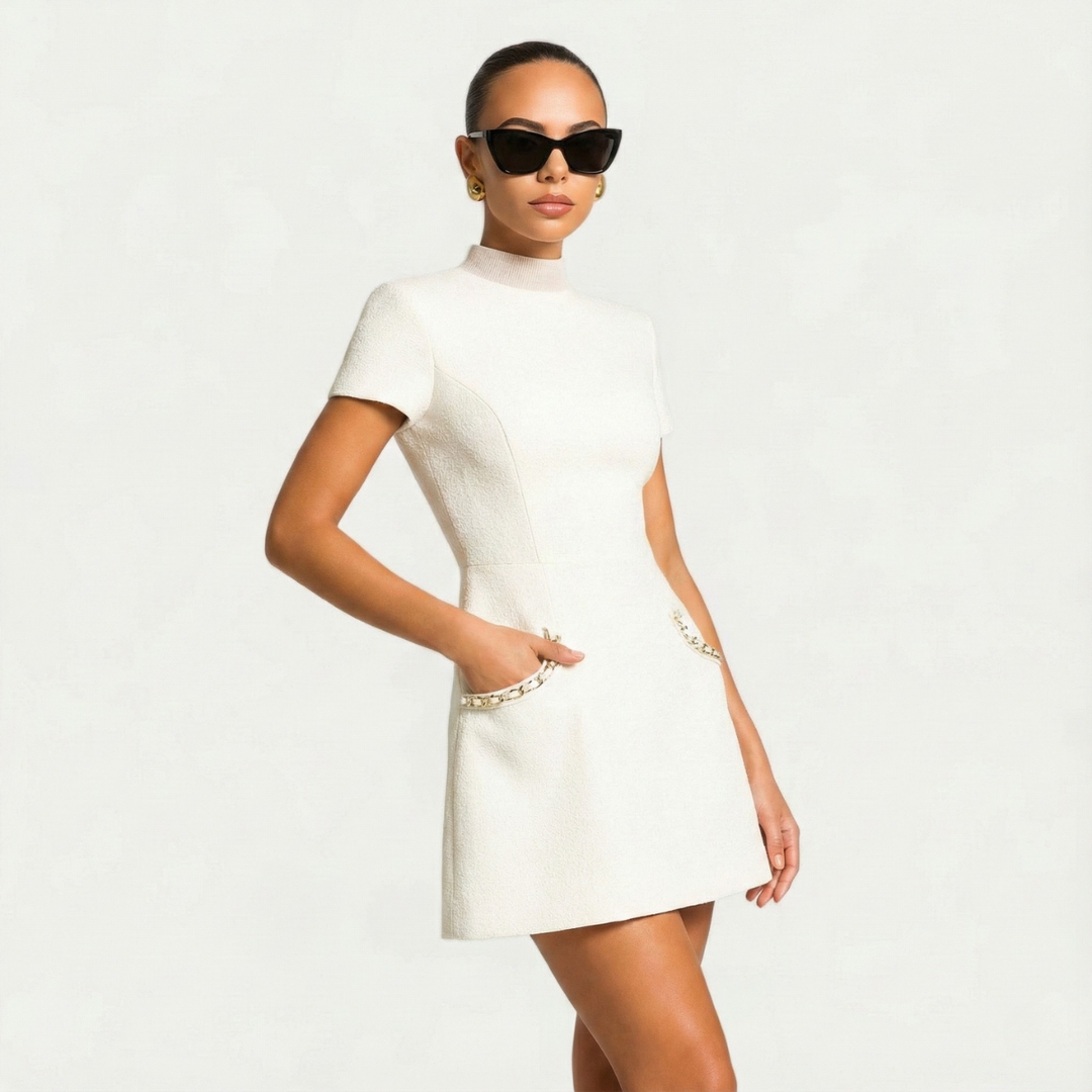Minigonna da donna con bordi in perle