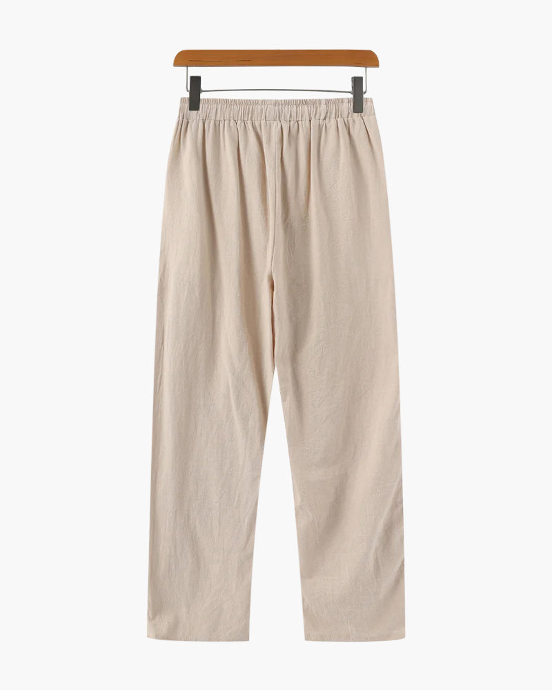 Pantalone in Lino Uomo Vita Elastica Taglio Ampio
