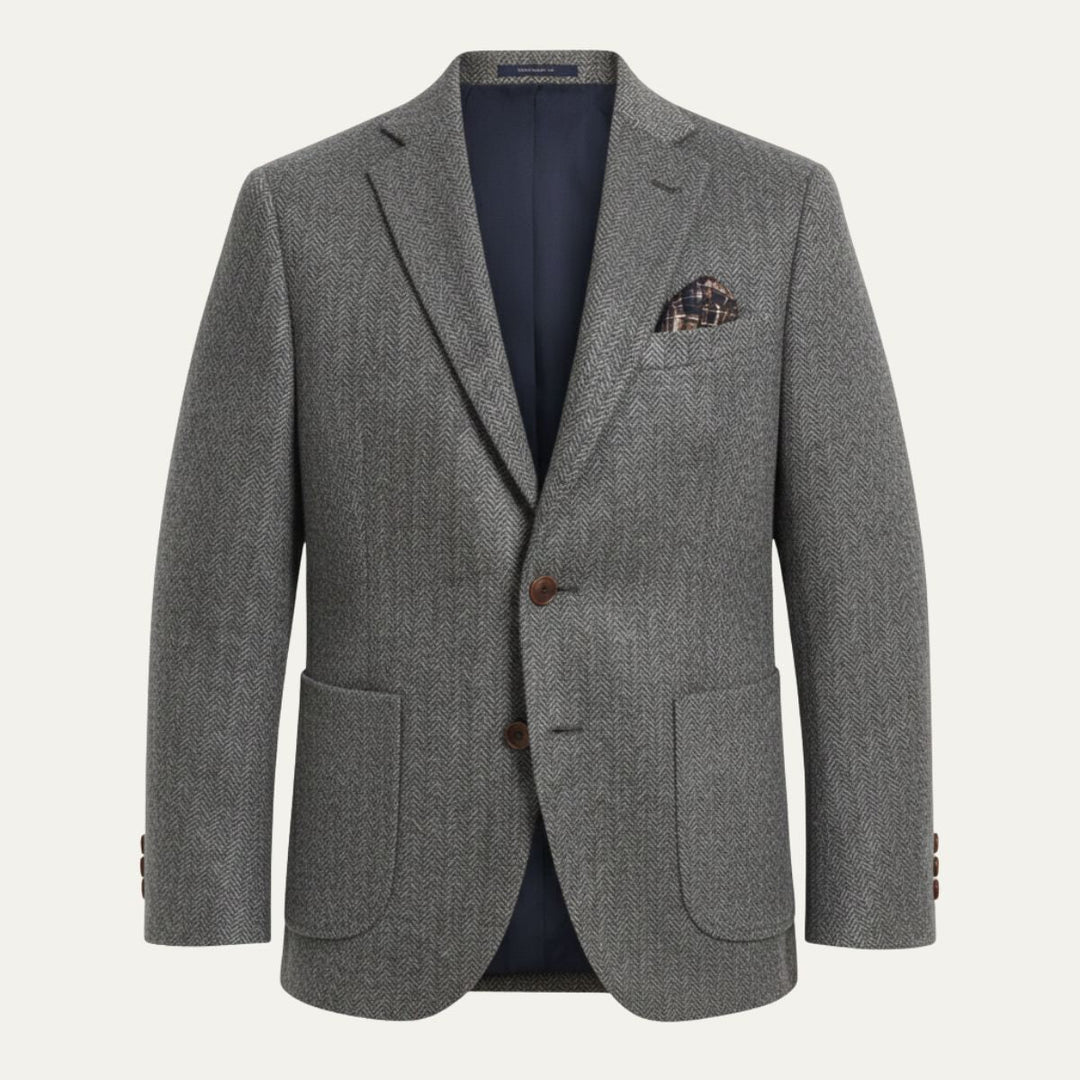 Blazer Uomo in Lana Tweed Herringbone Monopetto