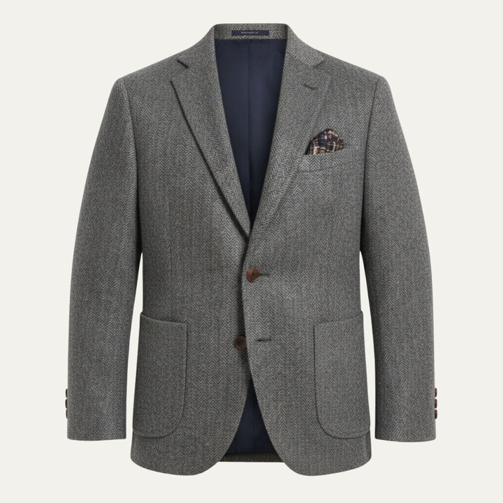 Blazer Uomo in Lana Tweed Herringbone Monopetto