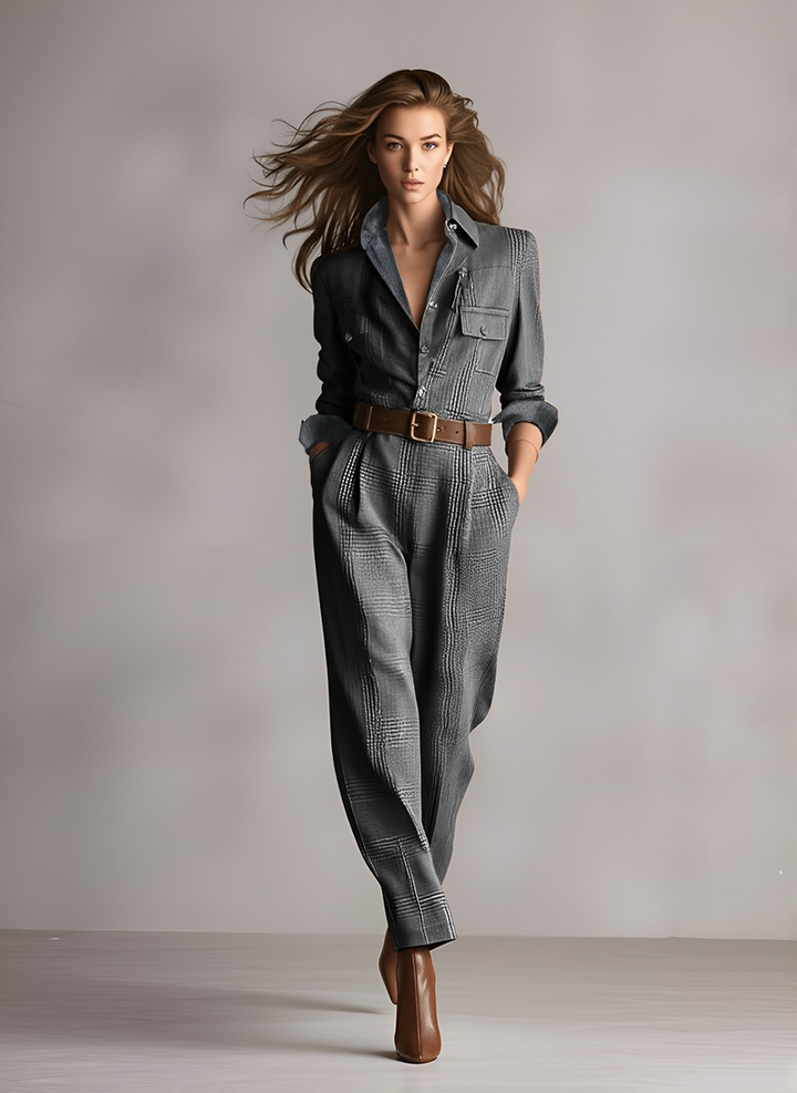 Jumpsuit donna elegante marrone